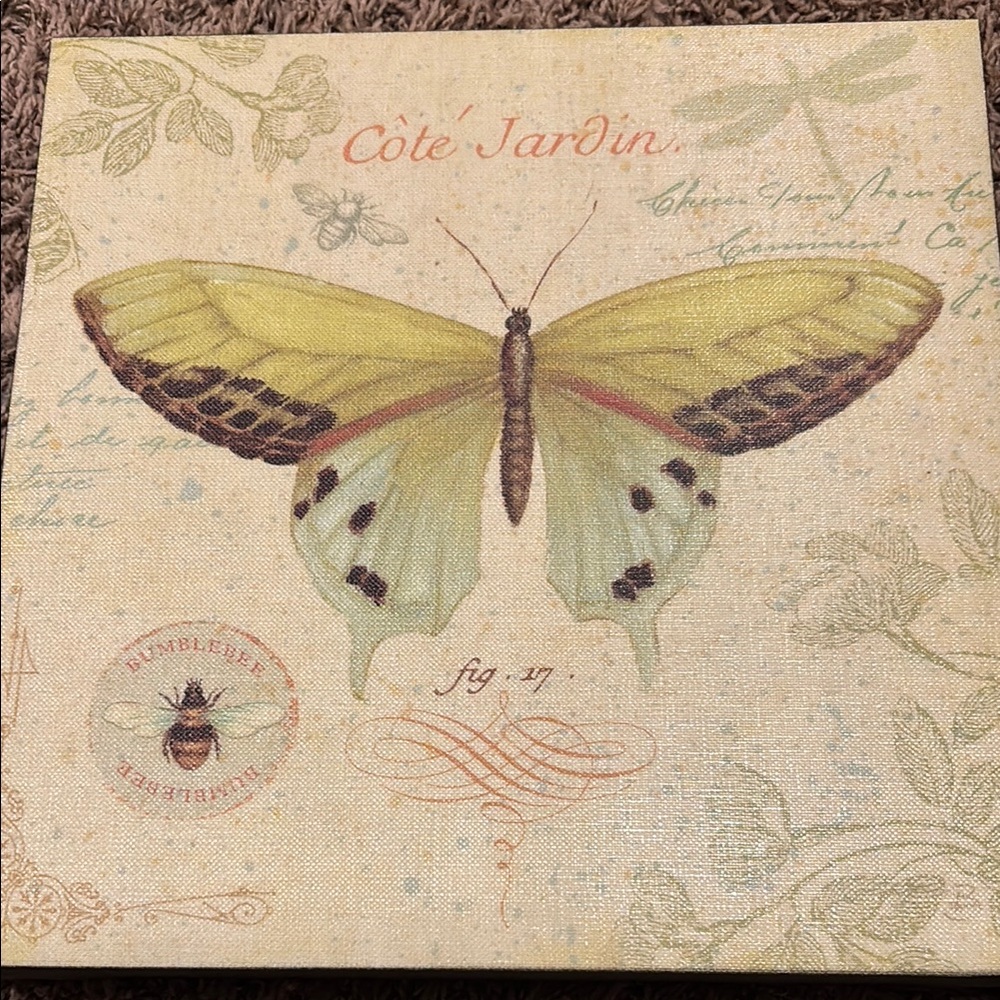 Côte Jardin Yellow Butterfly Canvas Art
